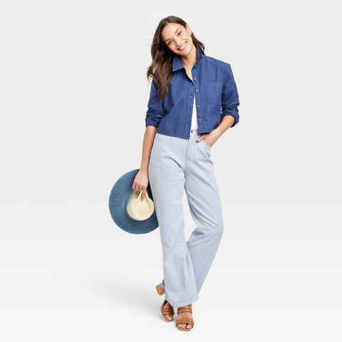 Universal Thread Women's Light Jeans High Waisted Wide Leg Cropped | Universal Thread In Lebanon