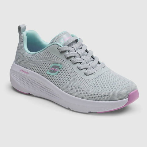 Gray sneaker with pink sole on a light gray background