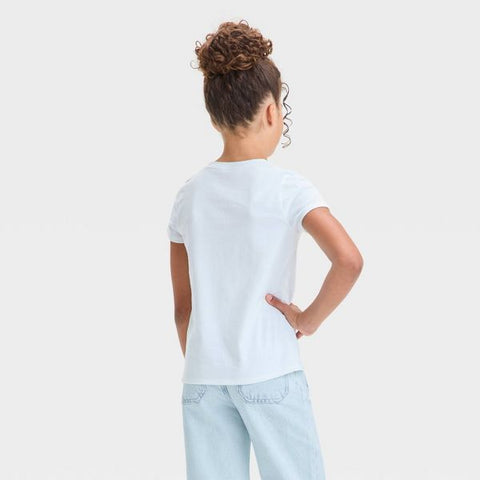 Cat & Jack Girl's White Short Sleeve Solid T-Shirt  | Cat & Jack in Lebanon