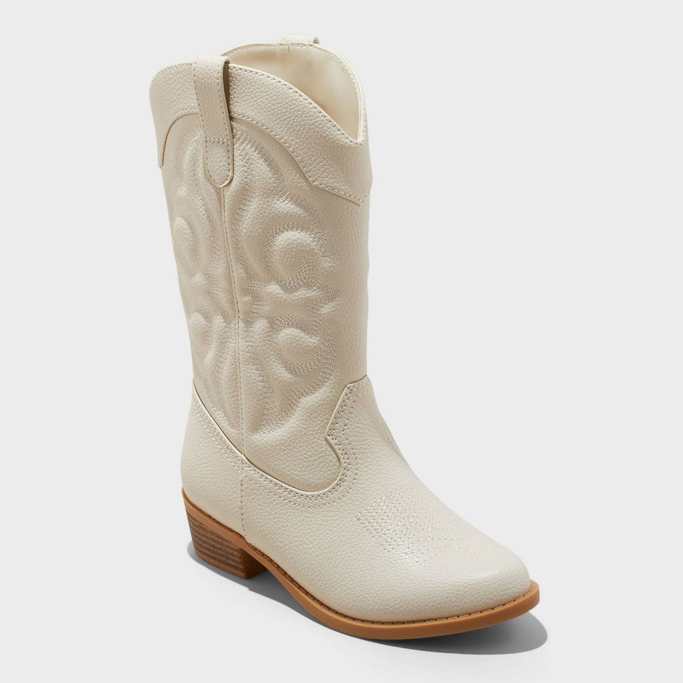 Cat & Jack Girl's Ivory Mid Calf, Zipper Closure, Almond Toe Boots| Cat & Jack in Lebanon