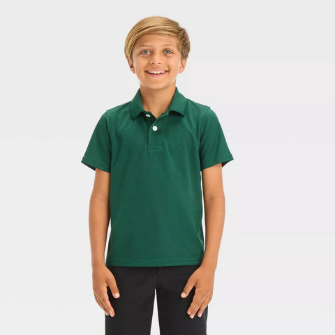 Cat & Jack Boy's Dark Green Short Sleeve Performance Uniform Polo T-Shirt | Cat & Jack In Lebanon
