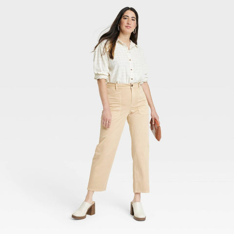 Universal Thread Women's Tan High-Rise Barrel Leg Pants | Universal Thread In Lebanon