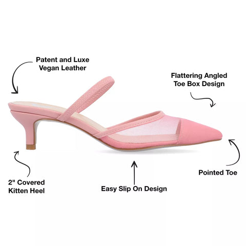 Journee Collection Women's Pink Allana Slip On Kitten Mule Pump Heels | Journee Collection In Lebanon