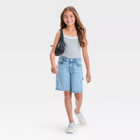 Art Class Girl's Denim Blue Mid-Rise Baggy Bermuda Jean Shorts | Art Class In Lebanon