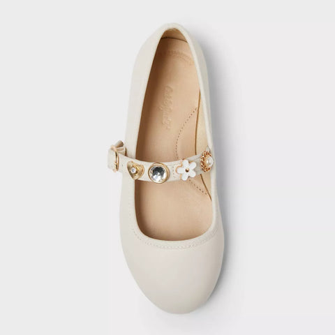 Cat & Jack Girl's Cream Marla Charm Ballet Flats|Cat & Jack In Lebanon