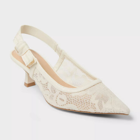 A New Day Women's White Milan Slingback Heels | A New Day In Lebanon