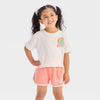 Barbie Girl's White & Coral Surf Short Sleeve T-Shirt And Shorts Set 2 Pieces | Barbie In Lebanon