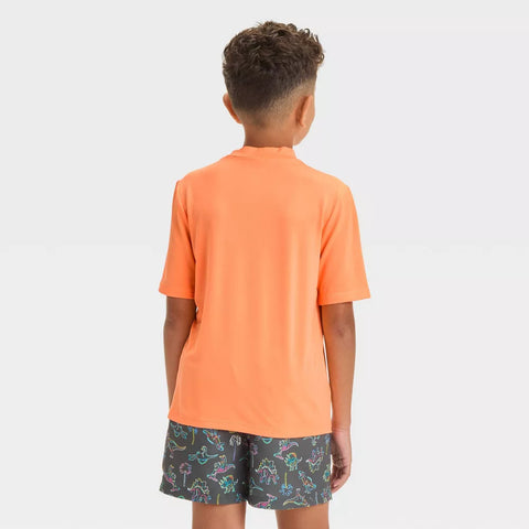 Cat & Jack Boy's Orange Short Sleeve Solid Daytime Rash Guard T-Shirt|Cat & Jack In Lebanon
