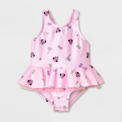 Disney Baby Girl's Pink Minnie Mouse Ruffle One Piece Swimsuit | Disney In Lebanon
