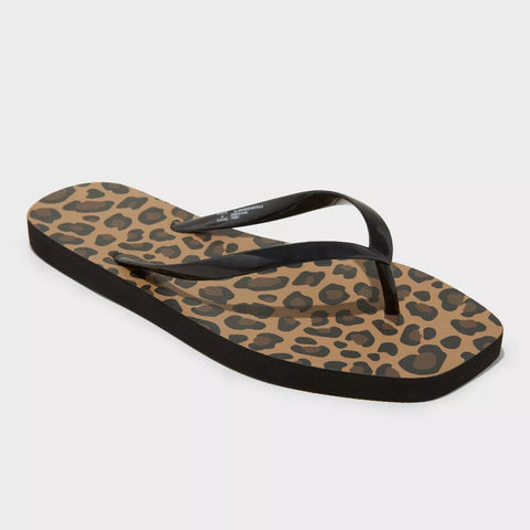 Shade & Shore Women's Palmer Leopard Palmer Square Toe Thong Flip Flop Sandals | Shade & Shore In Lebanon