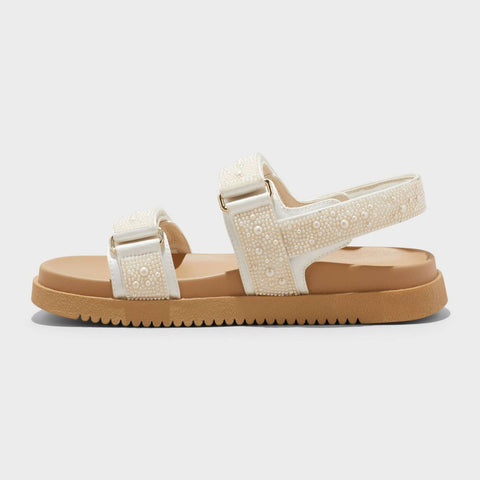 A New Day Women's Off White Jonie Footbed Sandals  | A New Day In Lebanon
