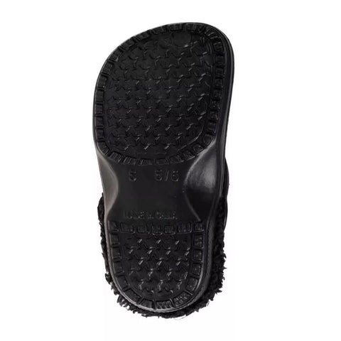 Foamwalk Boy's Black  Furry Little Solid Clog Slipper | Foamwalk In Lebanon