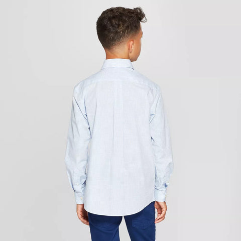 Cat & Jack Boy's Blue/White Long Sleeve Woven Button-Down Shirt | Cat & Jack In Lebanon