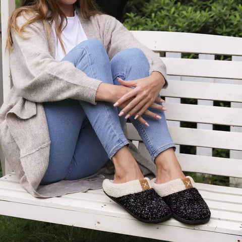 RockDove Women's Black Collar Memory Foam Slide Slipper |RockDove In Lebanon