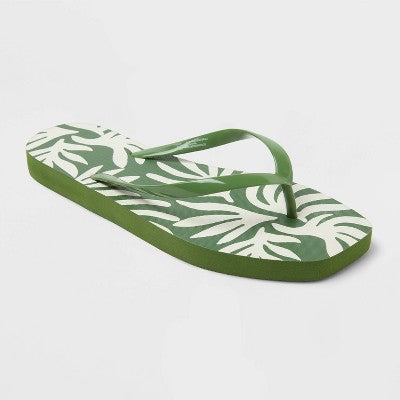 Shade & Shore Women's Green Palmer Square Toe Flip Flops Slipper |Shade & Shore In Lebanon
