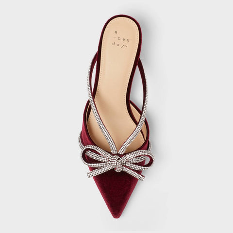 A New Day Women's Plum Gwen Rhinestone Bow Heels|A New Day In Lebanon