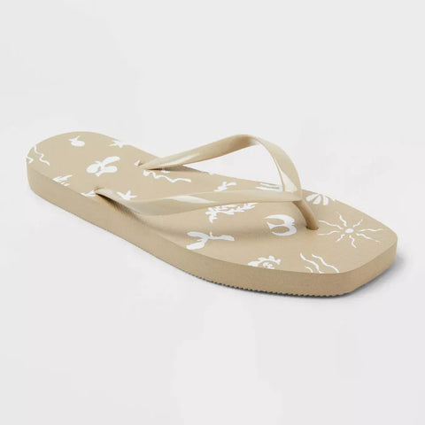 Shade & Shore Women's Beige Palmer Square Toe Palm Flip Flop Slipper | Shade & Shore In Lebanon