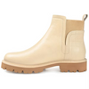 Journee Signature Women's Beige Genuine Leather Bristol Chelsea Booties