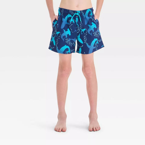 Cat & Jack Boy's Navy Shark Printed Swim Shorts |Cat & Jack In Lebanon