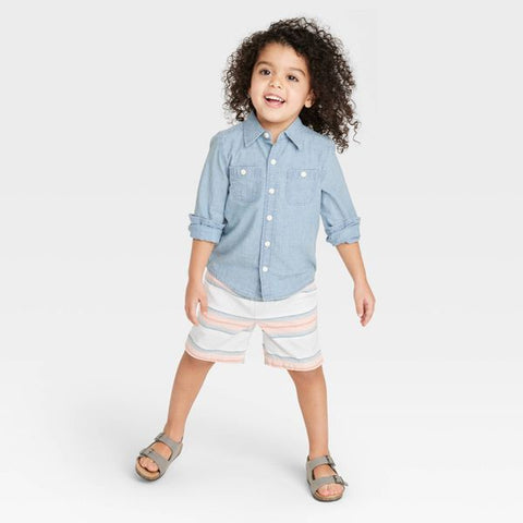 Oshkosh  Baby Boy's Blue Denim Long Sleeve Woven Chambray Shirt    |Oshkosh in Lebanon