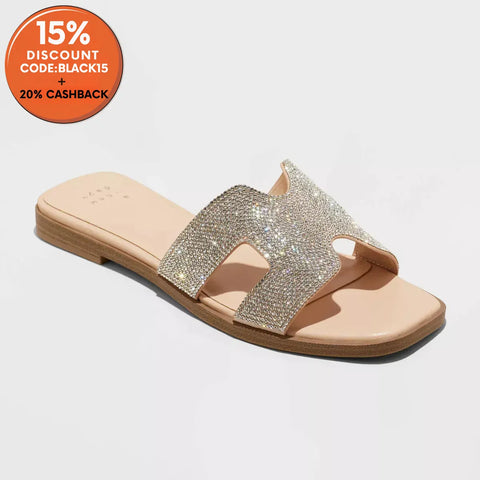 A New Day Women's Nina Rhinestone Flat Slipper  |A New Day In Lebanon