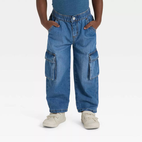 Cat & Jack Baby Boy's Medium Wash Cargo Denim Pants | Cat & Jack In Lebanon
