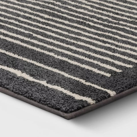 Threshold Washed Black Washable Knitted Stripe Accent Rug | Threshold In Lebanon