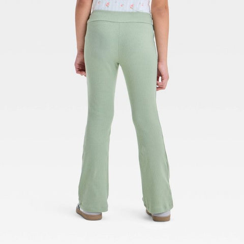 Cat & Jack Girl's Light Olive Green Ribbed Flare Leggings | Cat & Jack In Lebanon
