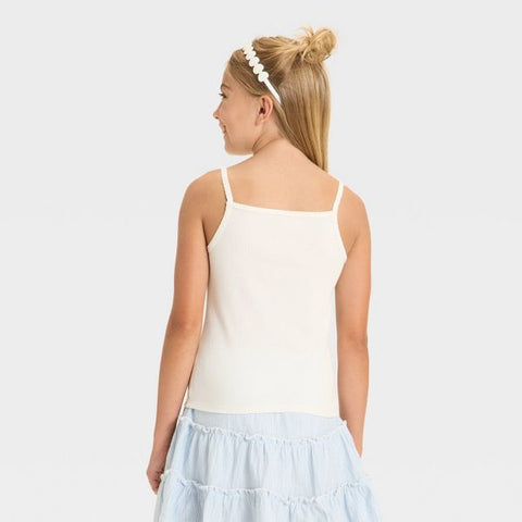 Cat & Jack Girl's White Fitted Ribbed Tank Top | Cat & Jack In Lebanon