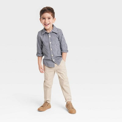 Oshkosh  Baby Boy's Navy/White Plaid Long Sleeve Checkered Woven Shirt   |Oshkosh in Lebanon