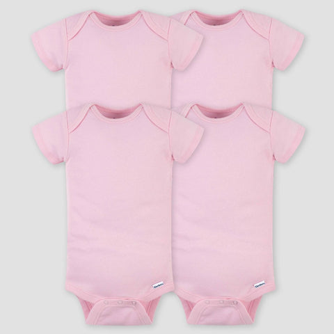 Geber Baby Girl's Pink Pack Of 4 Short Sleeve Bodysuits | Geber In Lebanon