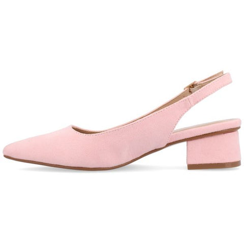 Journee Collection Women's Pink Sylvia Sling Back Covered Block Heeled Sandals | Journee Collection  in Lebanon