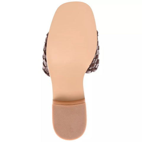 Journee Collection Women's Brown Fylicia Open Toe Mid Stacked Heel Pumps Sandals | Journee Collection In Lebanon