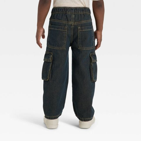 Cat & Jack Baby Boy's Washed Brown  Cargo Denim Jeans   |Cat & Jack  in Lebanon
