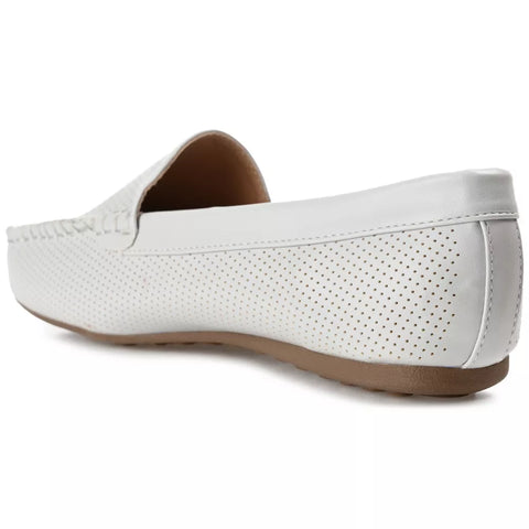 Journee Collection Women's White Halsey Comfort Insole Slip On Round Toe Loafer Flats |Journee Collection In Lebanon