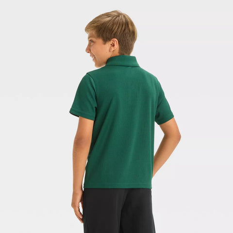 Cat & Jack Boy's Dark Green Short Sleeve Performance Uniform Polo T-Shirt | Cat & Jack In Lebanon