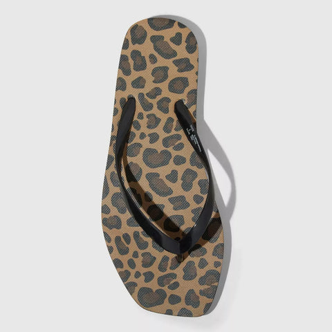 Shade & Shore Women's Palmer Leopard Palmer Square Toe Thong Flip Flop Sandals | Shade & Shore In Lebanon