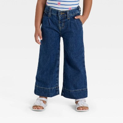 Cat & Jack Girl's Blue Pleated Denim Pants | Cat & Jack In Lebanon