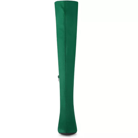 Allegra K Women's Green Chunky Heels Rhinestone Over the Knee High Boots |Allegra K In Lebanon