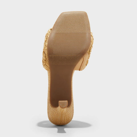 A New Day Women's Beige Ayla Raffia Slide Heels |A New Day In Lebanon