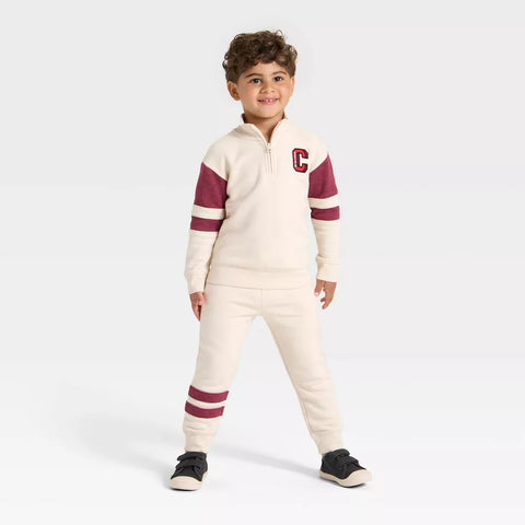 Cat & Jack Boys' Beige Varsity-Style Quarter-Zip Pajama | Cat & Jack in Lebanon