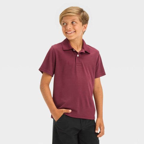 Cat & Jack Boy's Burgundy Short Sleeve Performance Uniform Polo T-Shirt | Cat & Jack in Lebanon