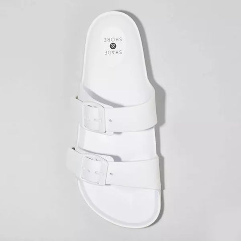 Shade & Shore Women's White Neida EVA Two Band Footbed Slide Slipper |Shade & Shore In Lebanon