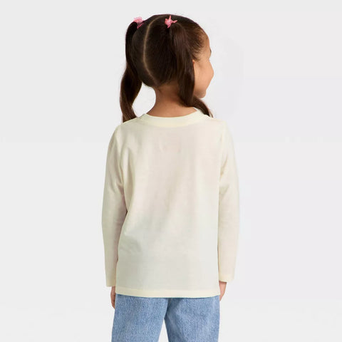 Cat & Jack Girl's Off-White Long Sleeve Graphic Blouse | Cat & Jack In Lebanon
