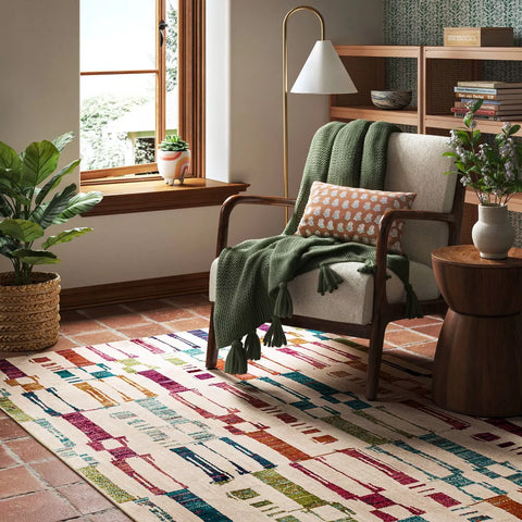 Threshold Beige With Multicolor Prints Rug 0.5 X0.7m | Threshold In Lebanon