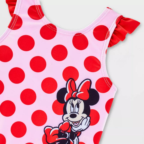 Disney Baby Girl's Pink/Red Minnie Mouse One Piece Swimsuit | Disney In Lebanon
