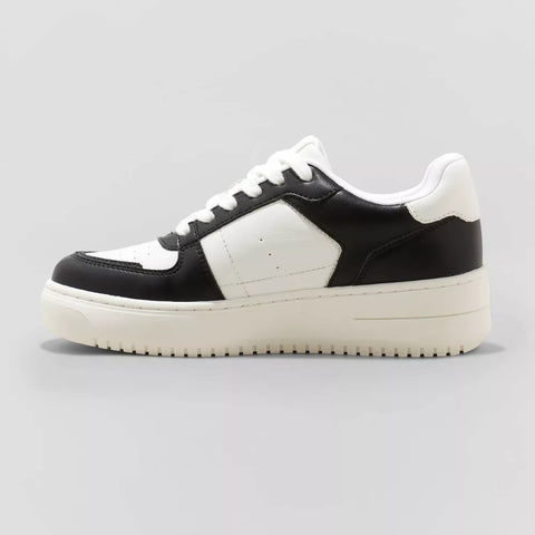 Wild Fable Women's White & Black Women's Lola Lace-Up Sneakers | Wild Fable In Lebanon