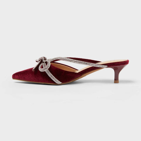 A New Day Women's Plum Gwen Rhinestone Bow Heels|A New Day In Lebanon