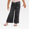 Cat & Jack Baby Girl's Black Floral Embroidery Wide Leg Jeans|Cat & Jack In Lebanon