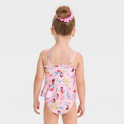 Disney Girl's Pink Princess Printed One Piece Ruffle Swimsuit | Disney In Lebanon